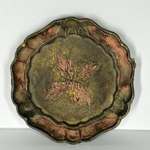 Scalloped Florentine Coaster Gold Gilt Trinket dish Hollywood Regency Italian